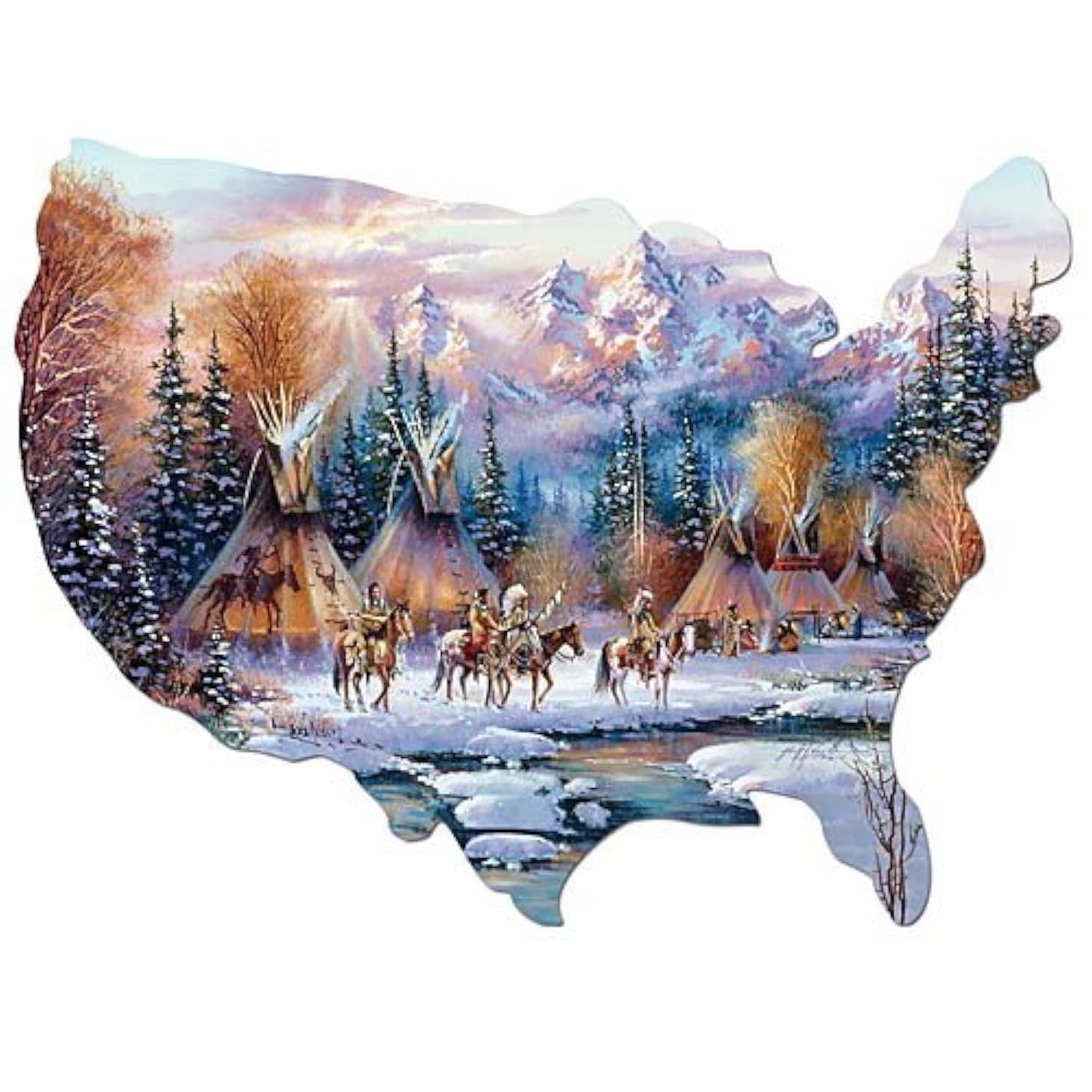 Bits and Pieces - 750 Piece Jigsaw Puzzle for Adults - Home of The Brave, Native American - by Artist Kirk Randle, Completed Puzzle Size: 20" x 27"