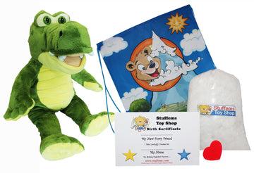 Stuffems Toy Shop Make Your Own Stuffed Animal Al E Gator 16"- No Sew - Kit with Cute Backpack!