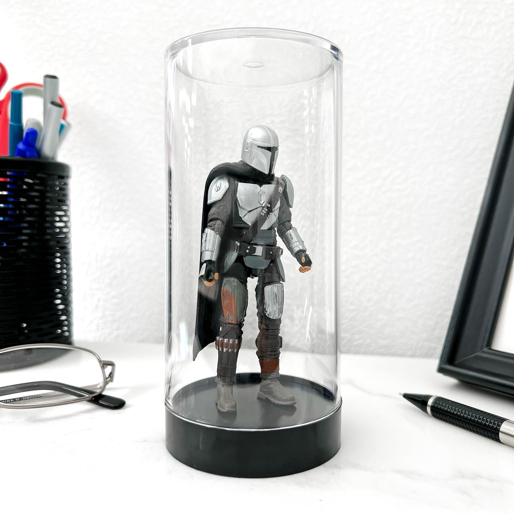 Protech CC-5 Round Storage / Display Acrylic Action Figure Display Case with Black Base, 2.25" W x 4.75" H x 2.25" D, 2-Pack
