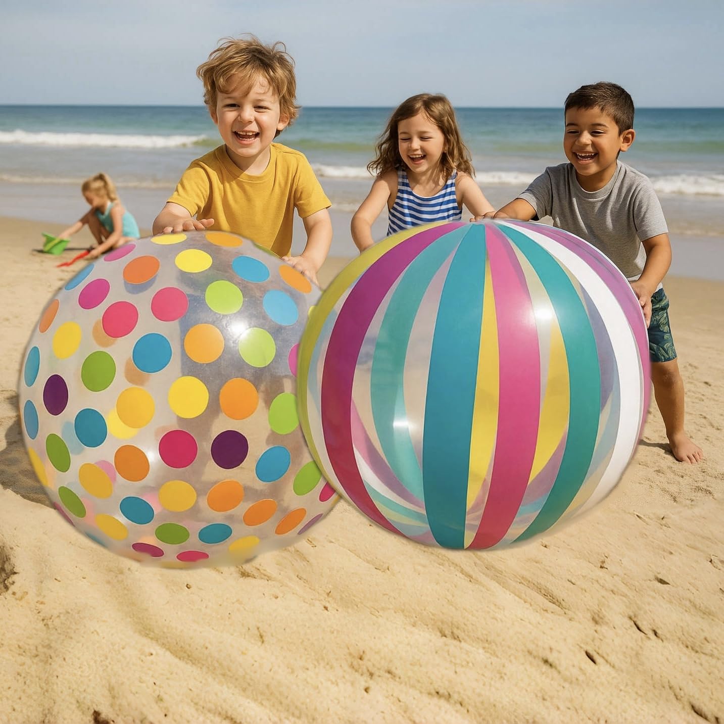 GiftExpress 40" Polka Dot Beach Ball - Giant Transparent Inflatable Ball for Swimming Pool Party - Summer Outdoor Water Toy & Decoration
