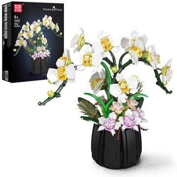 Mould King 24108 Botanicals Orchid Building Set - Realistic Artificial Plant Set for Adults, Home Office Decor with Lifelike Orchid Pot Design (1014