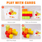NiToy Wooden Cube Toy 16PCS Building Blocks for Kids 40 Pattern Cards and Storage Pouch, 4 Colors 3D Space Stacking Game STEM Educational Preschool