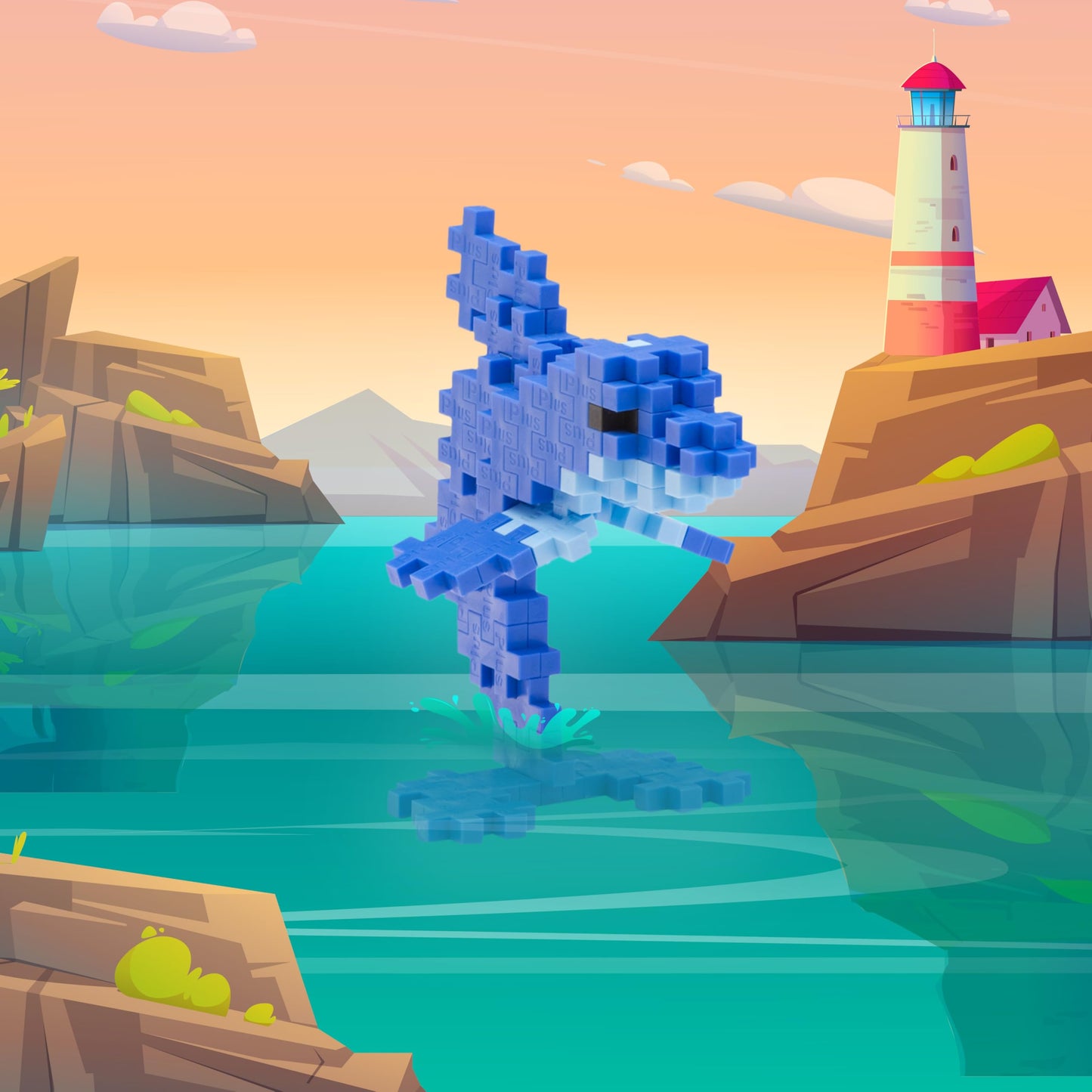 PLUS PLUS Dolphin - 3D Puzzle Sea Creature Building Block Set, Ocean Animals Figures Tube, Mini Interlocking Pieces - Fun Stem Toys for Kids