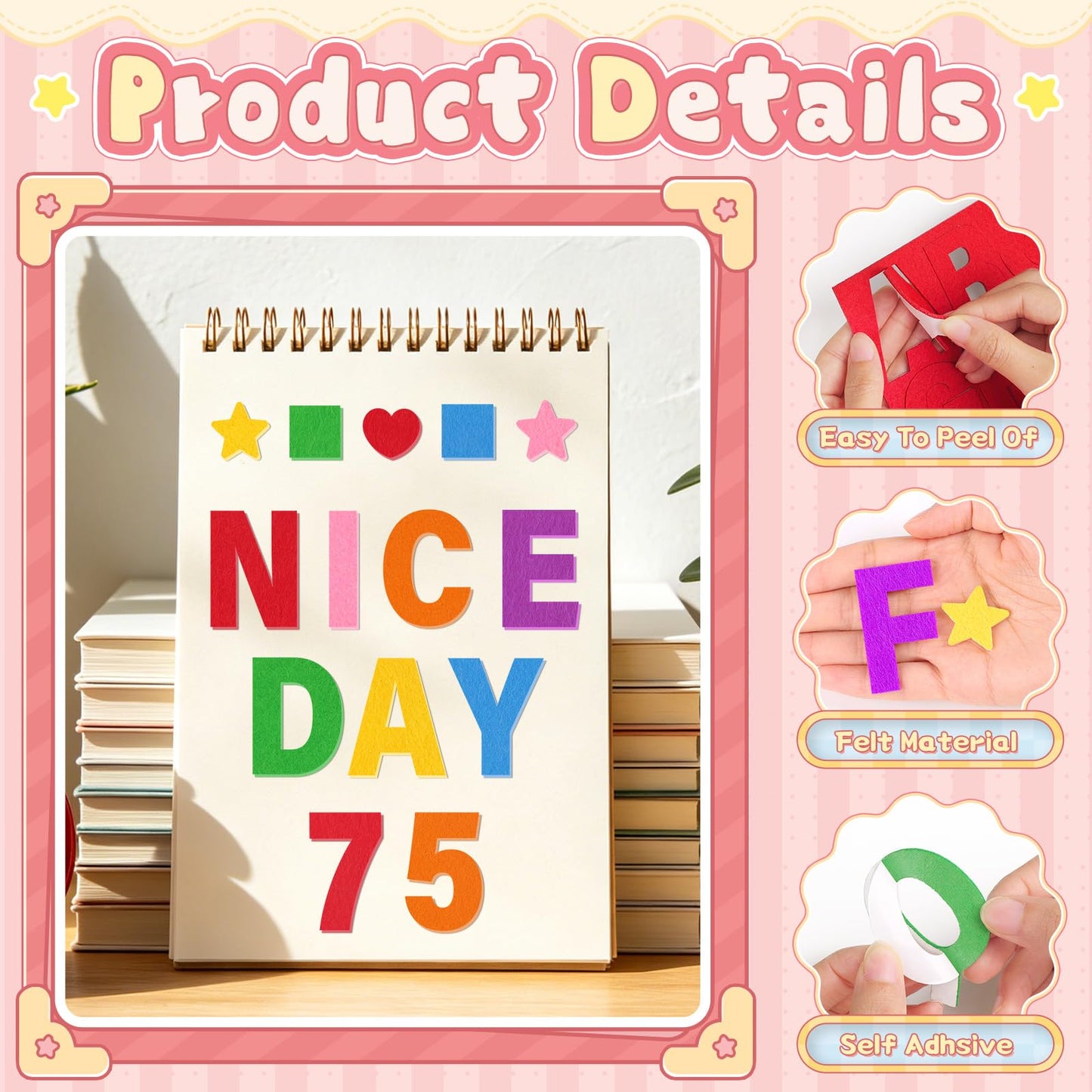 Felt Letters, 315PCS Felt Letter Stickers Large 2 Inch Alphabet Stickers Self Adhesive Colorful Letter and Number Sticker Felt Fabric Letters for DIY