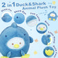 MOIEMIAS Original Adorkable Duck Plush Toy Pillow 8.66? Cute Shark Stuffed Animal Soft Fluffy Squishy Plushie with Shark Outfit Gift for Kids Bedroom