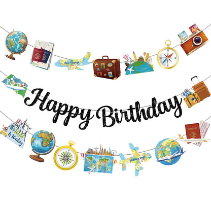 Travel Themed Party Decorations Adventure Time Birthday Decorations Included Happy Birthday Banner Around The World Party Decorations Travel