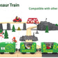 Battery Operated Bullet Train with Opening Carriages & 2 Action Figures, Jurassic Dinosaur Train for Wooden Track, Lights & Sounds, Compatible