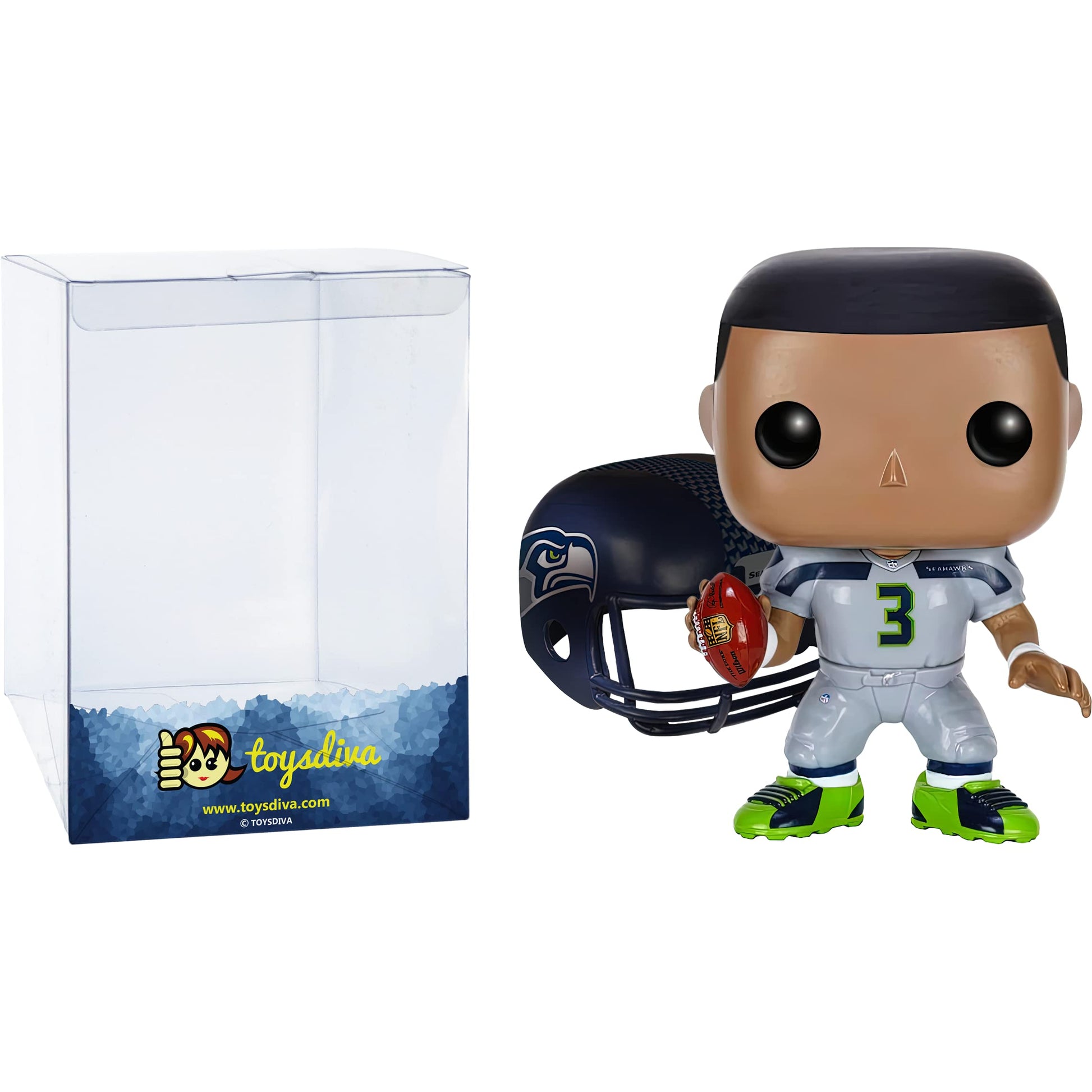 Funko Russell W i l s o n : P o p ! Football Vinyl Figurine Bundle with 1 Compatible 'ToysDiva' Graphic Protector (038-07564 - B)