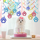 24Pcs Dog Paw Hanging Swirl Decorations Foil Spiral Party Streamers, 4 Colors Glitter Cardboard Paw Cutouts Puppy Birthday Supplies Kids Adults Pet