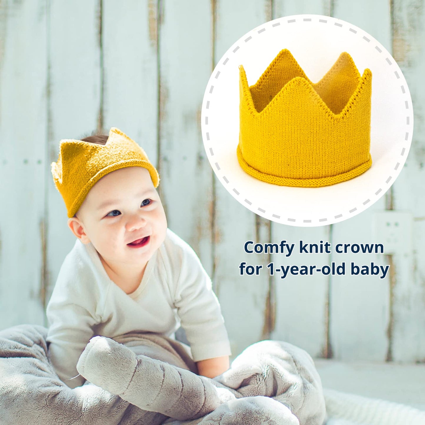 Baby Boy 1st Birthday Party Decorations by innerspark, Blue and Gold set, Ribbon High Chair Banner, Birthday crown hat, Gold Cake Topper