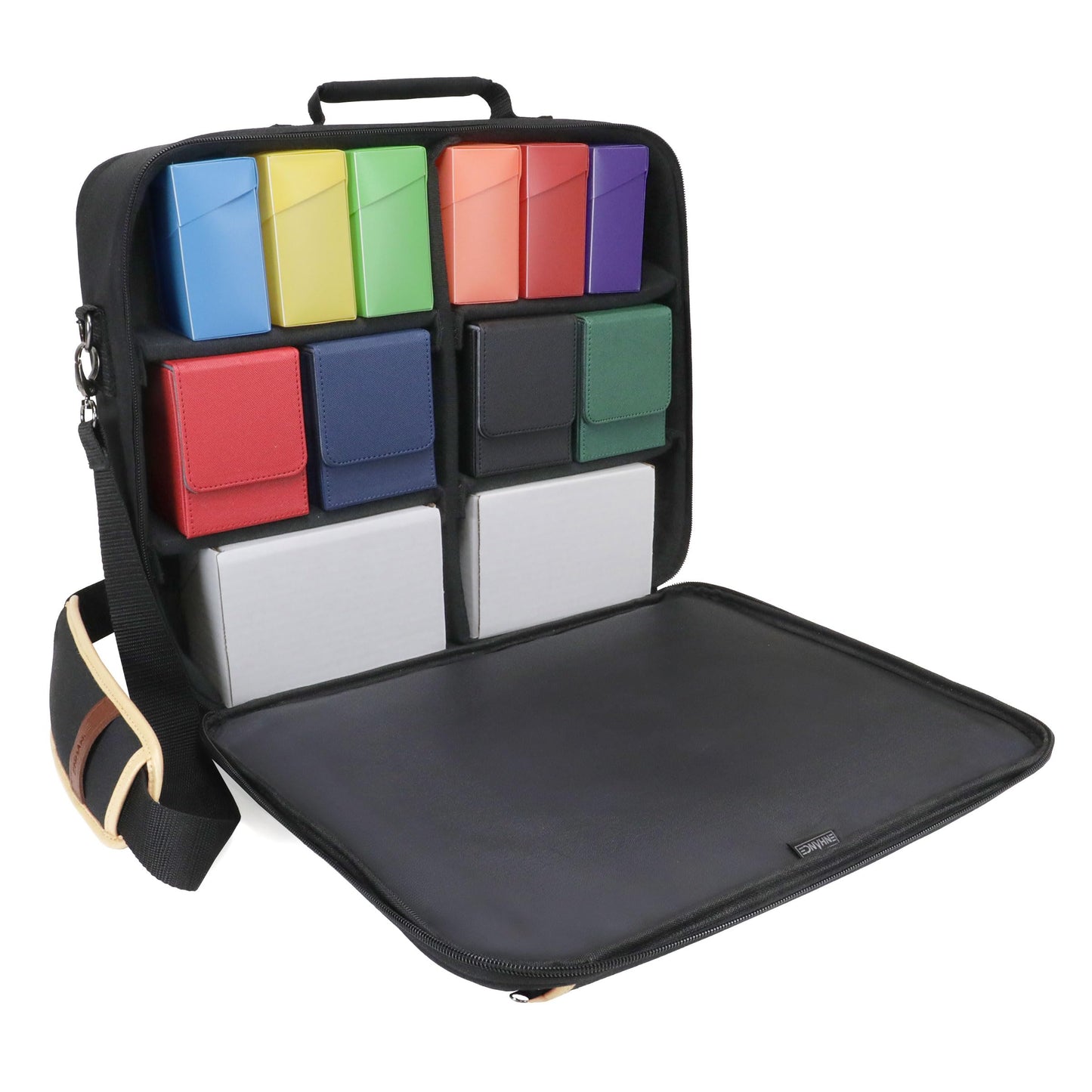 ENHANCE Designer Edition TCG Bag - MTG Shoulder Bag with Customizable Dividers & Accessory Pocket for Deck Boxes, Dice - Card Storage Compatible with