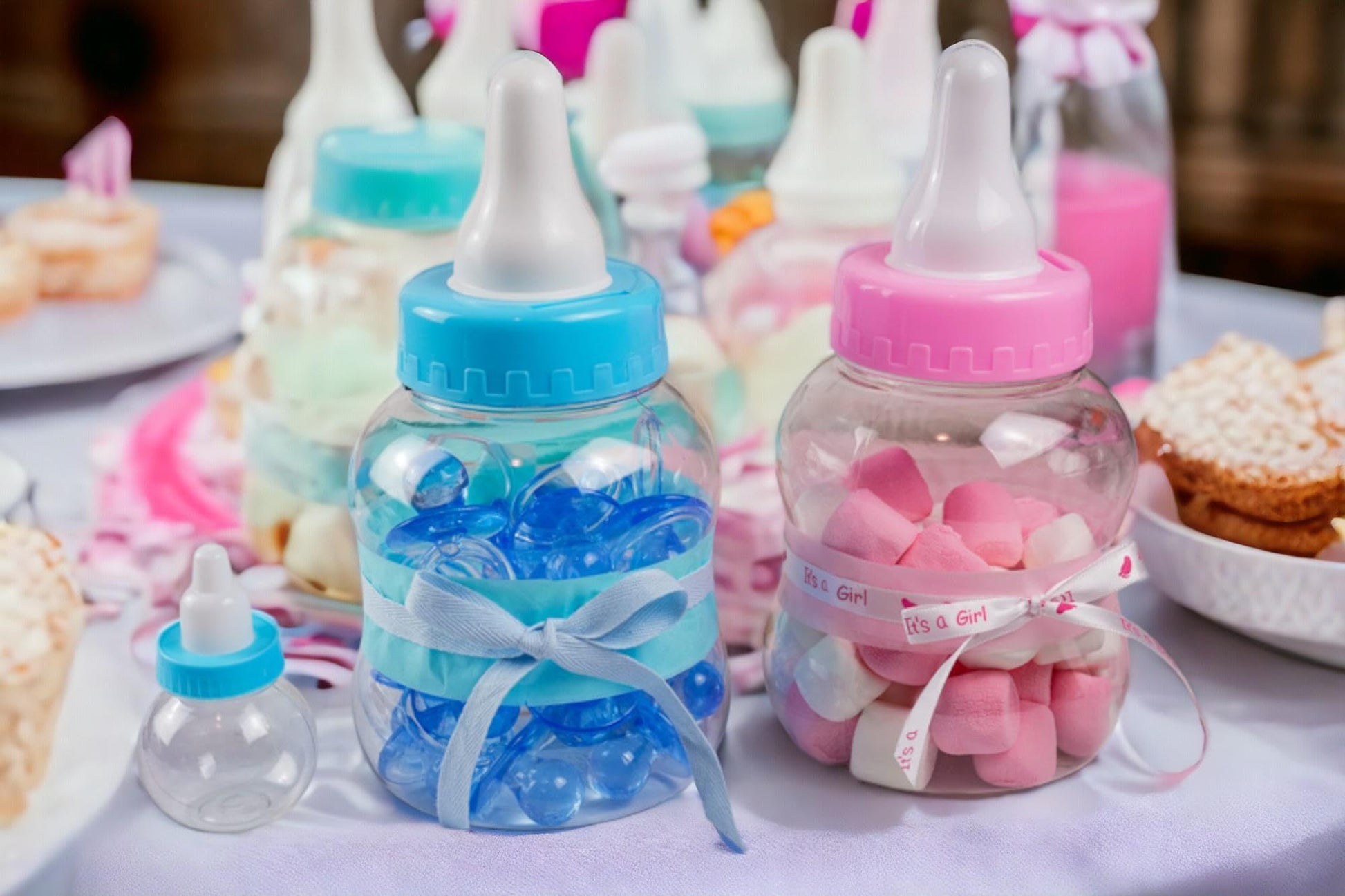 8.5" Jumbo Fillable Baby Shower Bank Plastic Decoration Centerpiece (Pink, 8.5")