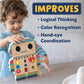 Peaceable Kingdom Blinkity Bot Light Up Busy Board for Toddlers Montessori Wooden Toy