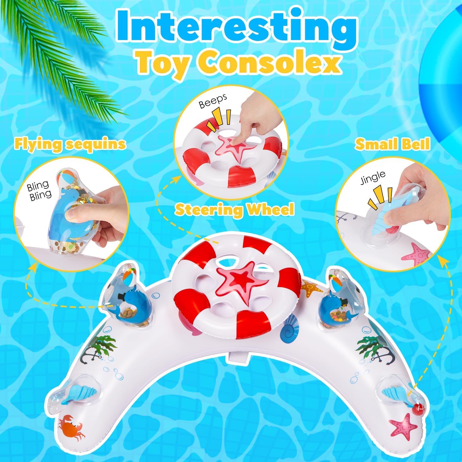 Baby Pool Float with Canopy, Baby Swim Float with UPF50+ Sun Canopy