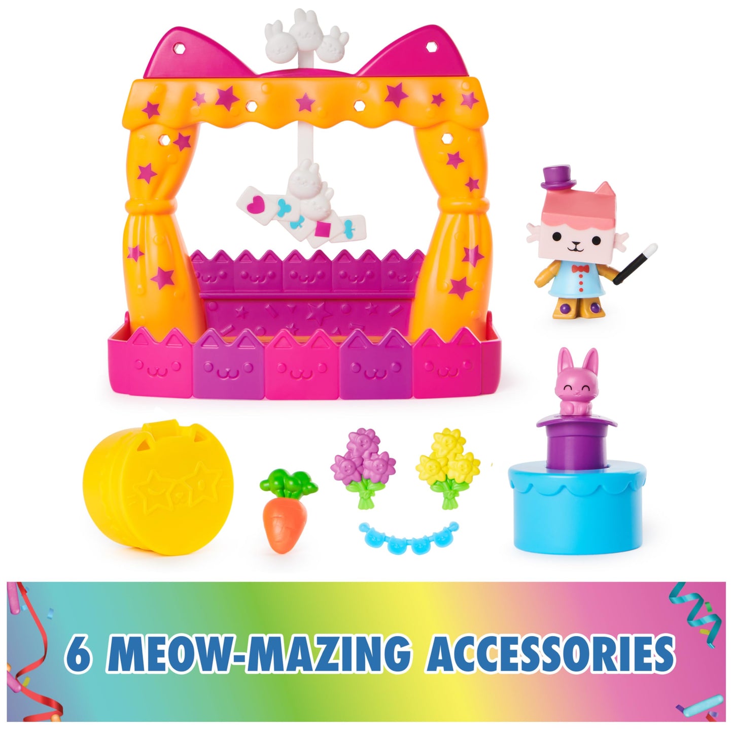DreamWorks GABBY'S Dollhouse, Baby Box Talent Show Balcony Playset, 8-Pcs with Toy Figures, Doll House Accessories & Sensory Play, Kids Toys for Girls