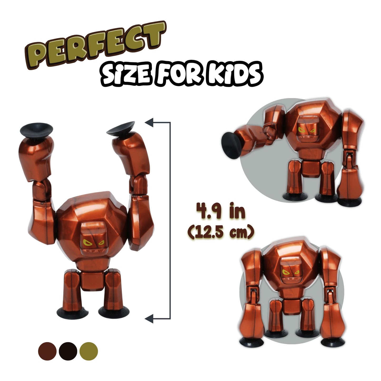 Zing StikBot & Mega Monster Stop-Motion Animation Pack - Exclusive Butter Yellow StikBot + Bronze Gigantus Figure, Creative Toy for Kids Age 4+