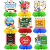 Teacher Appreciation Week Table Decorations Honeycomb Centerpieces, 9PCS Teacher Appreciation Decorations 3D Double Side Table Topper Sign Thank You