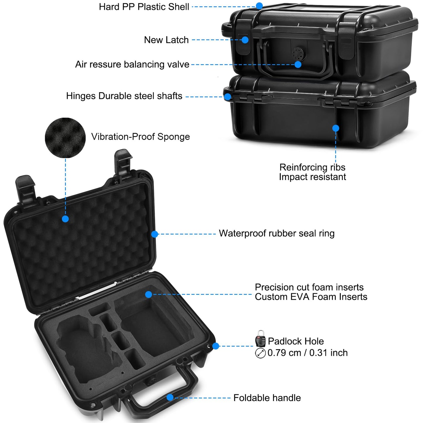 Lekufee Portable Travel Waterproof Hard Case for DJI Mini 4K/2 SE/2 and Other Accessories(CASE ONLY)