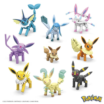 MEGA Pokémon Building Toys Set Every Eevee Evolution with 470 Pieces, 9 Poseable Characters, for Kids