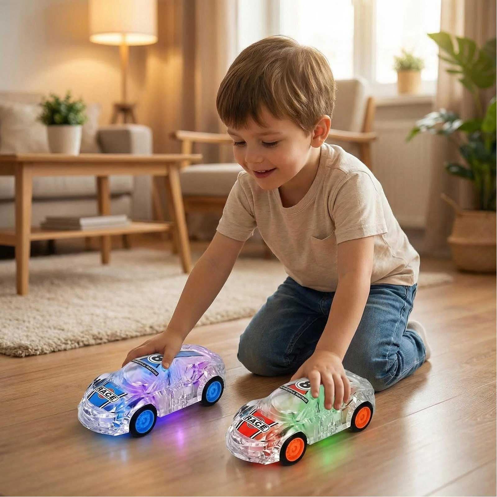 LIDI 2 Pack LED Light up Pull Back Race Cars Toy, Toy Car for Toddlers Boy