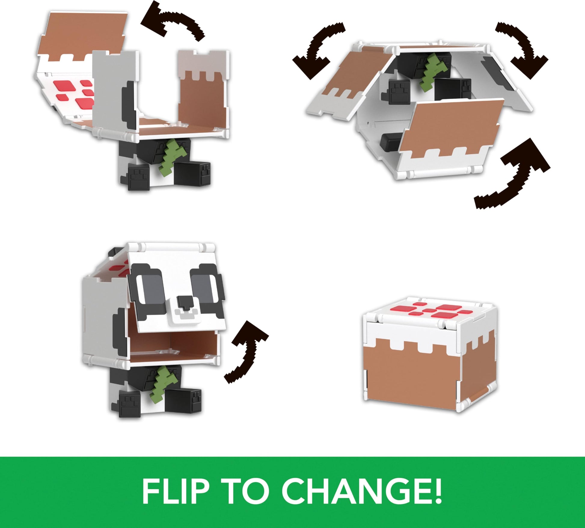 Mattel Minecraft Flippin’ Figs Figures Collection with 2-in-1 Fidget Play, 3.75-in Scale, Large Heads & Pixelated Design