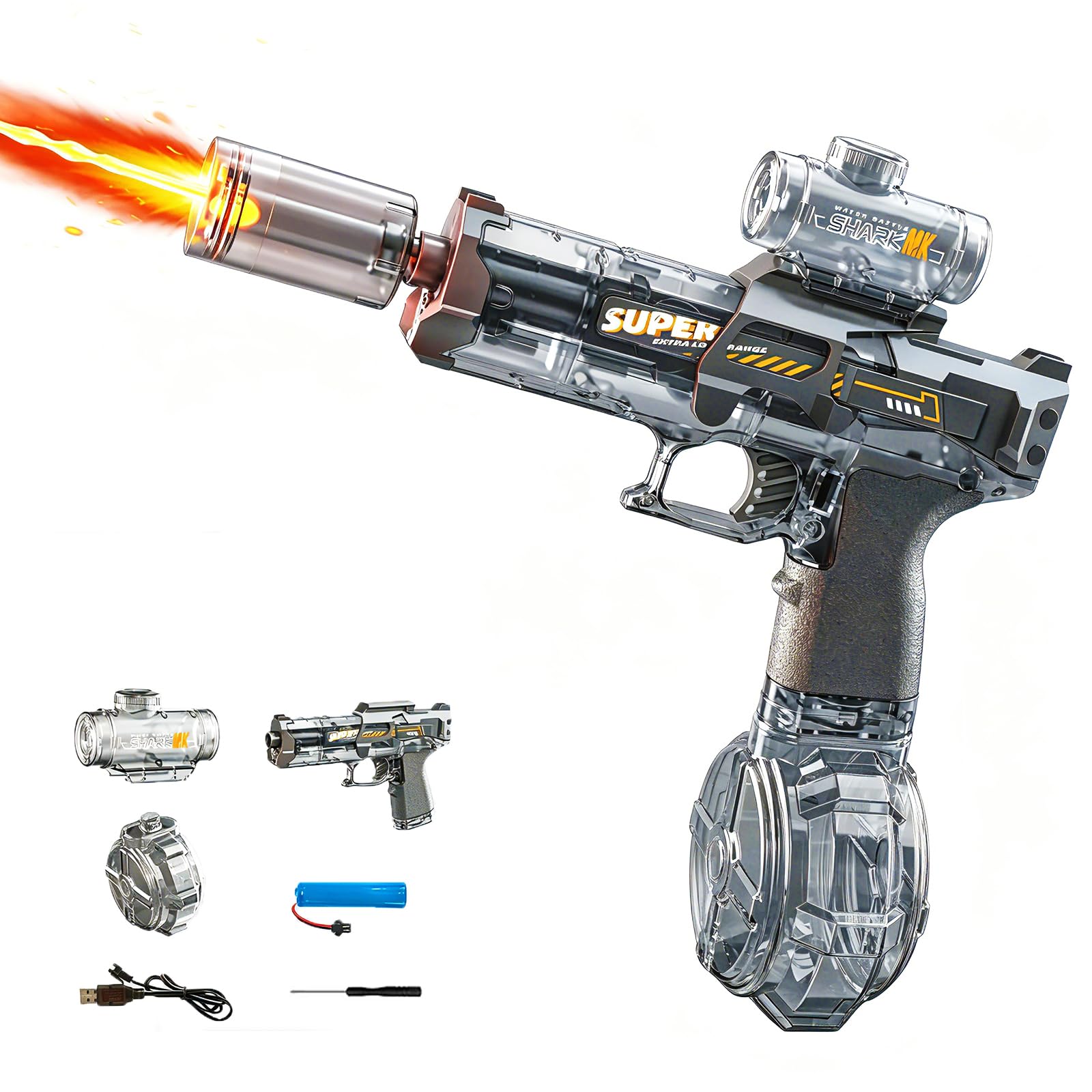 Electric Water Gun for Adults Kids, Automatic Water Gun with Led Light, Long Range Blaster Electric Squirt Gun Summer Outdoor Beach Swimming Pool