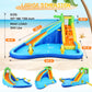 Whubefy Inflatable Water Slide, 8 in 1 Blow Up Crocodile Spray Slide 13.2 x10 Ft Water Bounce House with 2 Water Cannon, Climbing Wall, Basketball