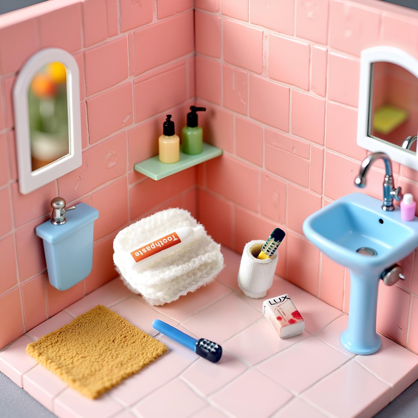 6Pcs/Set Dollhouse Miniature, Washing Supplies Miniature Creative Simulation, Plastic Dollhouse Toothpaste Toothbrush Model for Entertainment