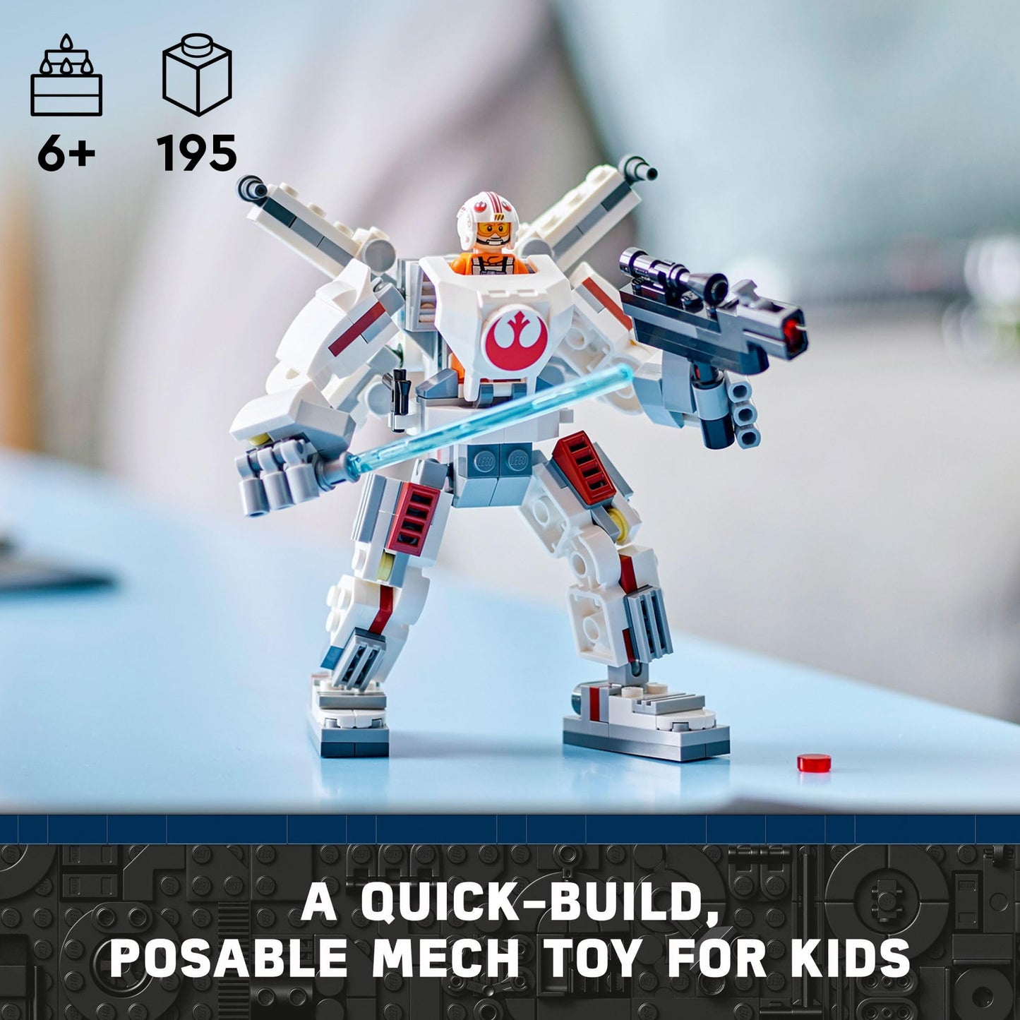 LEGO Star Wars Luke Skywalker X-Wing Mech, Buildable Star Wars Action Figure with Luke Skywalker Toy, Collectible Building Set for Kids, Creative Gift