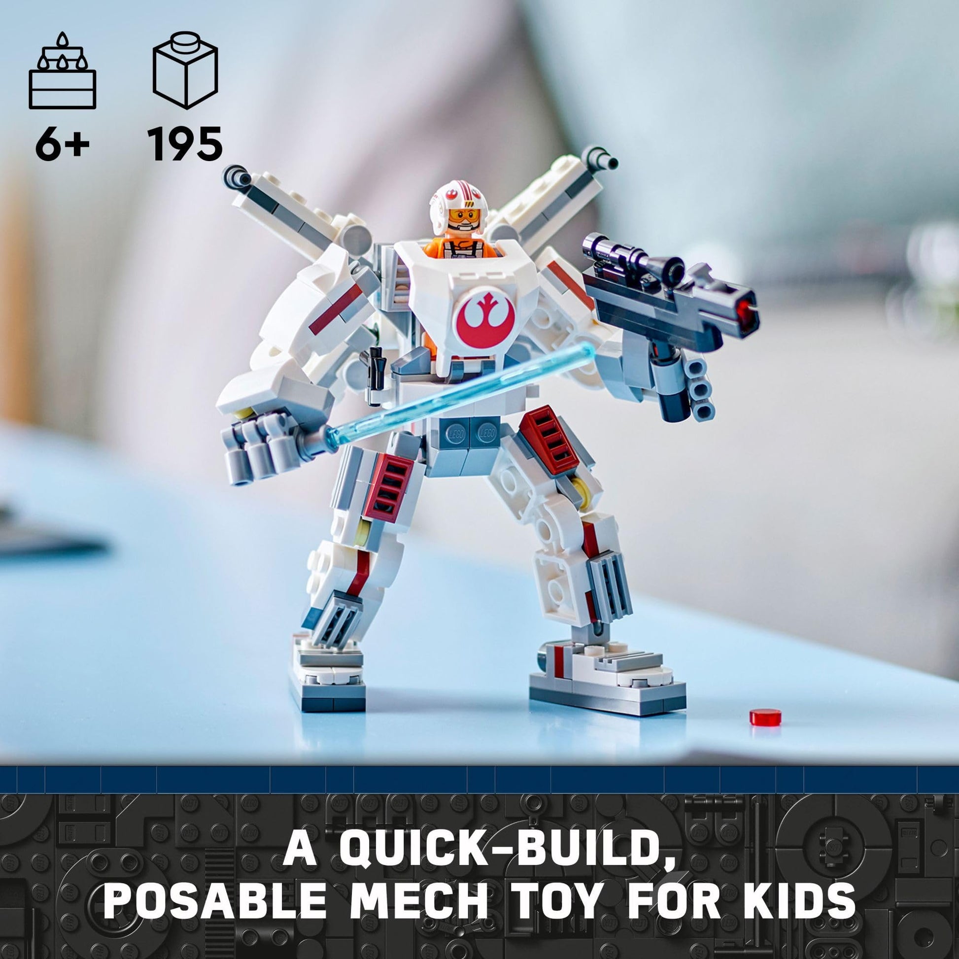LEGO Star Wars Luke Skywalker X-Wing Mech, Buildable Star Wars Action Figure with Luke Skywalker Toy, Collectible Building Set for Kids, Creative Gift