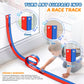 Flexible Race Car Track 6.5 Ft Starter Set with Suction Cups Diecast 1/64th Car for Ages 3 & Up Track Long Rolls Up Portable (6.5Ft Blue&Red)