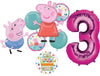 Anagram Peppa and George 3rd Birthday Party Supplies Pig Foil Balloon Bouquet Decorations, BQ_4283