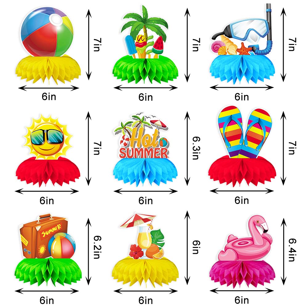 Summer Honeycomb Table Centerpiece for Hawaiian Luau Party Decorations, Beach Pool Honeycomb Centerpieces Watermelon Flamingo Hot Summer Honeycomb