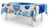 Izzy 'n' Dizzy Hanukkah Tablecloth Plastic - Hanukkah Paper Goods - 55" x 92" - Blue and White Chanukah Themed Party Supplies