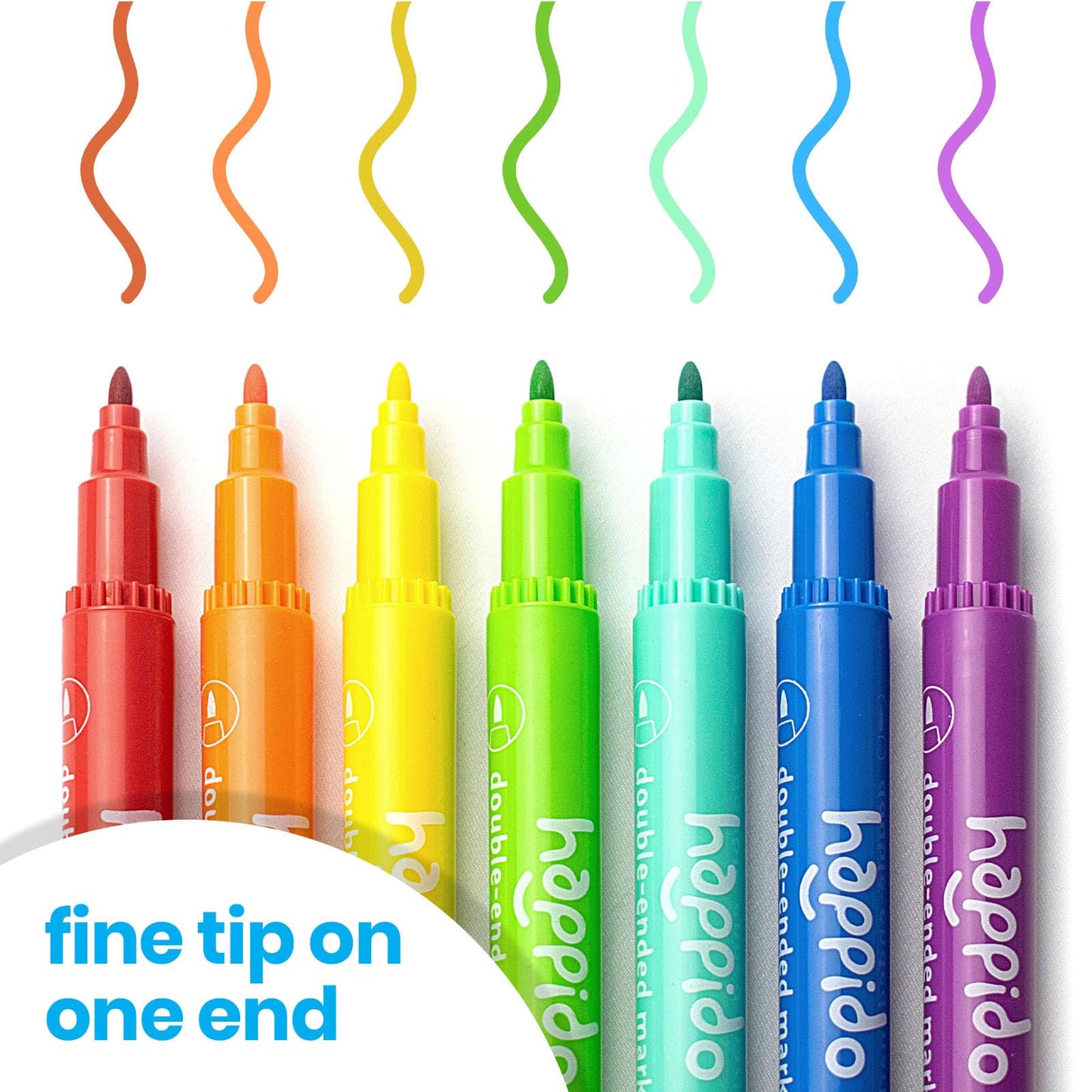 International Arrivals Double Sided Marker Sets for Kids Happido, Set of 36 Water Based Non Toxic Markers with Case, Great School Supplies, Art