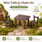 Miniature Furniture Set, Mini Table and Chairs, Wooden Garden Decor for Tiny Houses, Micro Landscape Accessories (A-1)