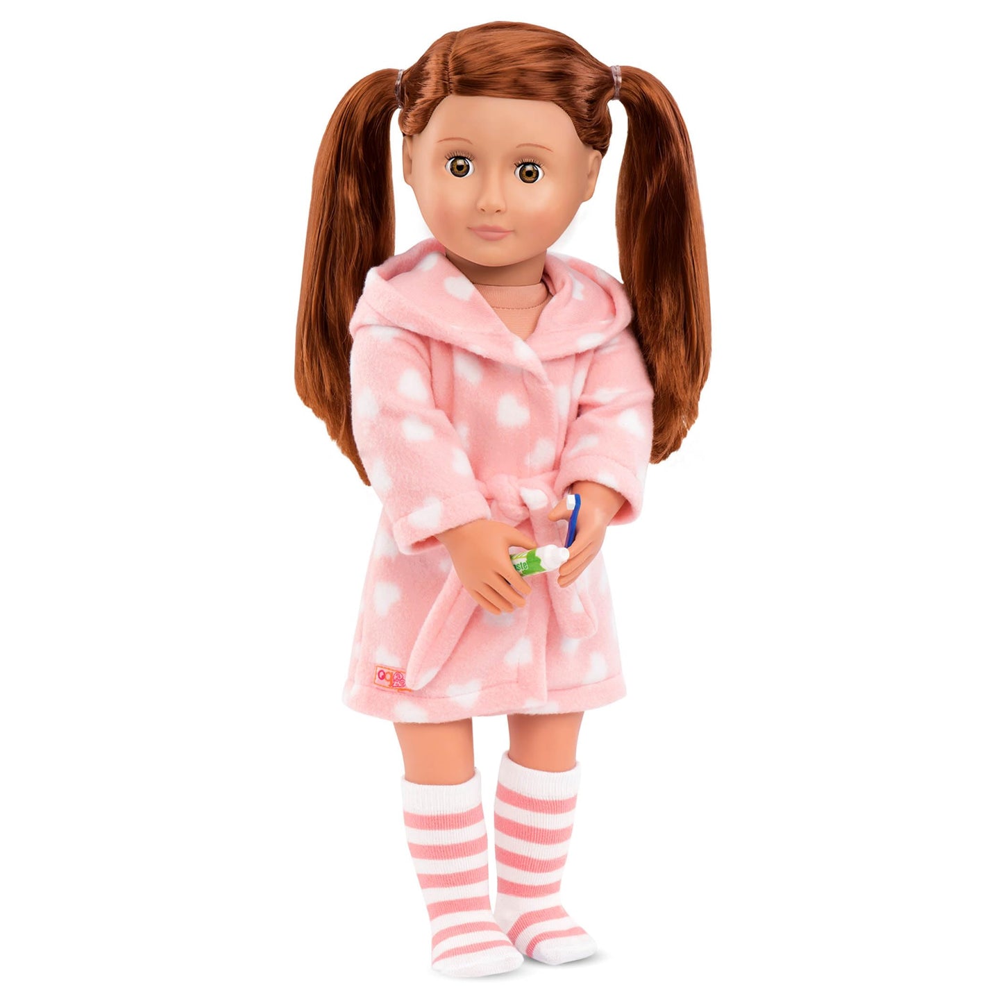 Our Generation Good Night, Sleep Tight Outfit - Bedtime Essentials Outfit with Heart Print Robe for 18-inch Dolls - 10 Piece Sleepover Clothing and