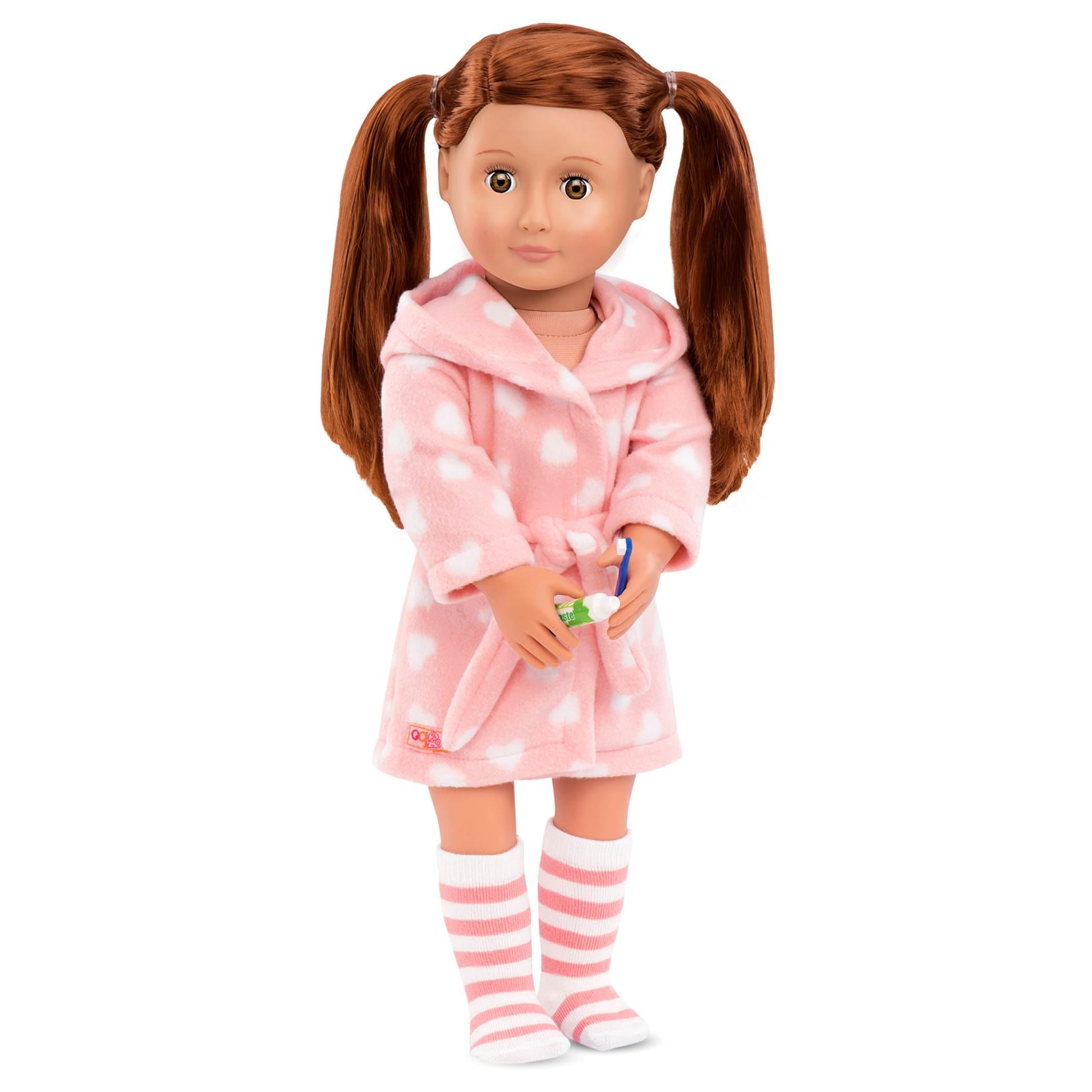 Our Generation Good Night, Sleep Tight Outfit - Bedtime Essentials Outfit with Heart Print Robe for 18-inch Dolls - 10 Piece Sleepover Clothing and