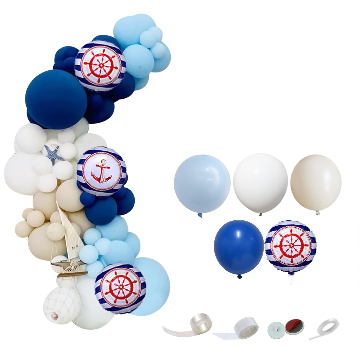 MYDECORBL Balloon Garland Kit,101PCS 5 10 12 15 18 Inch Dark Blue Nautical Anchor Party Balloons for Birthday Baby Shower Navigation Theme Sailor