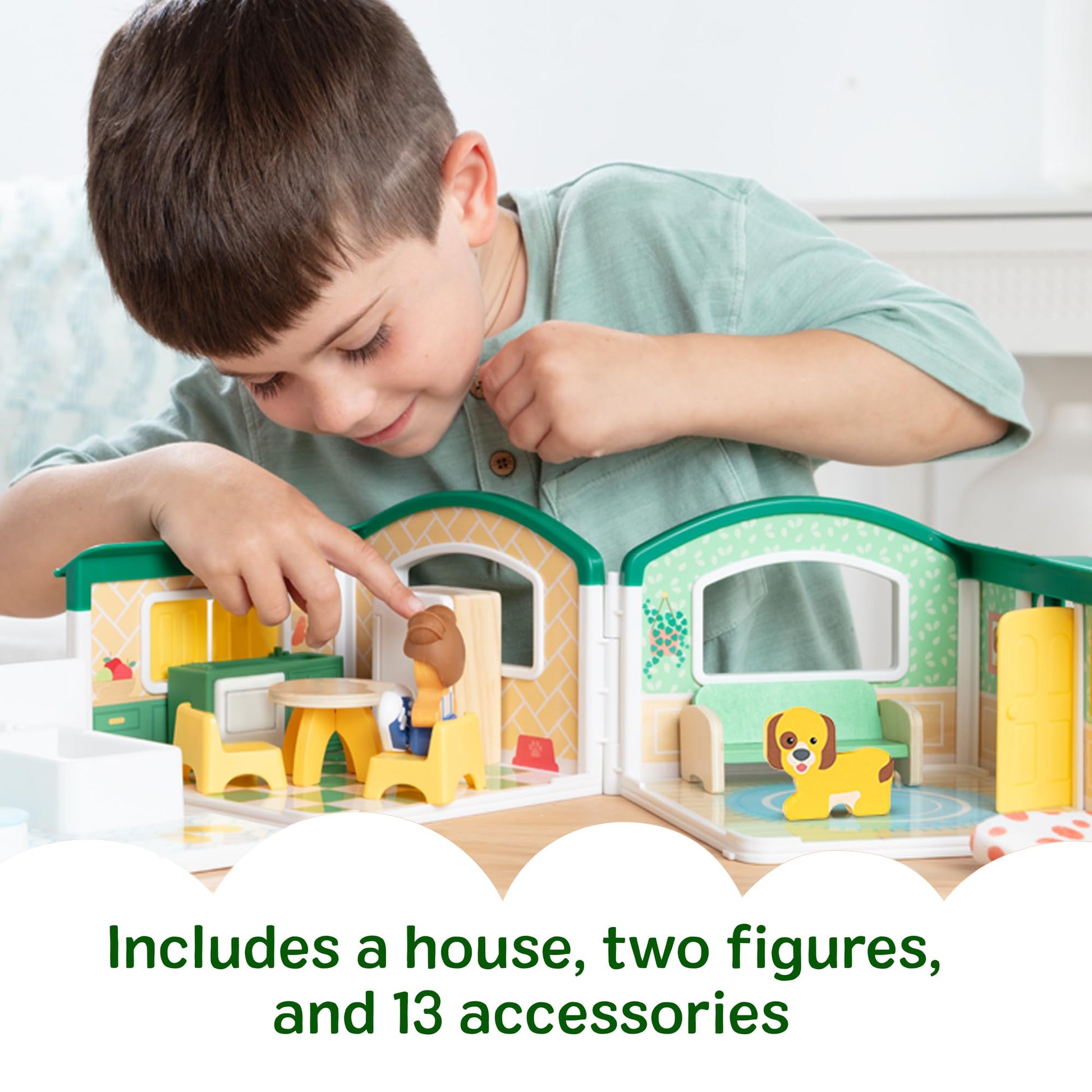 Melissa & Doug Cheery Lane Modular Play House & Figures, Wooden Play Set