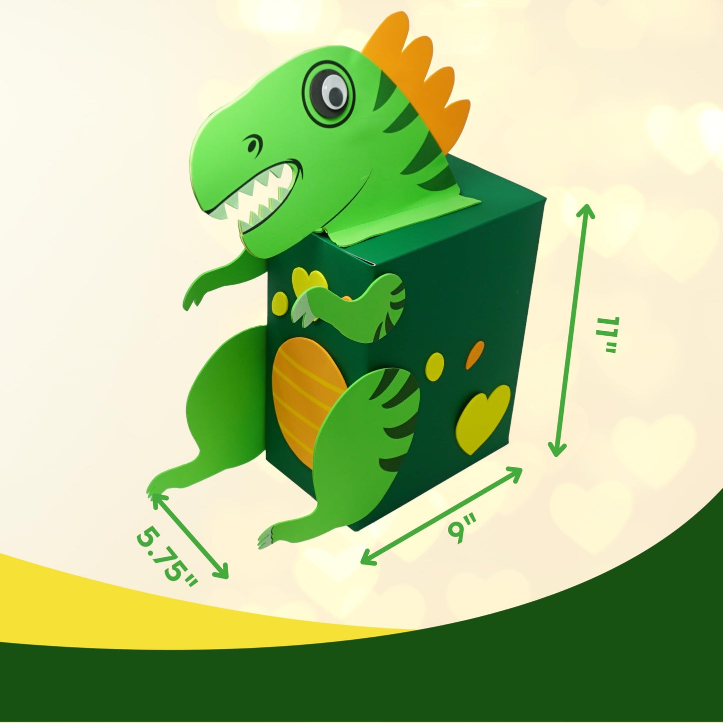 4E's Novelty DIY Dinosaur Valentines Card Box Craft Kit - Makes 1 Valentines Day Crafts for Kids, Valentine Mailbox for Classroom Exchange Party