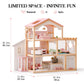 ROBOTIME Wooden Dollhouse, Doll House with 29 Pieces Furniture Set - Pool and Elevator, Wooden Doll House for 4, 5, 6-Inch Dolls, 6 Rooms Pink