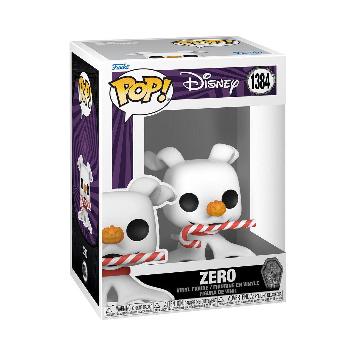 Funko POP! Disney: The Night Before Christmas 30th - Zero with Candycane - Disney: The Nightmare Before Christmas - Collectable Vinyl Figure - Gift