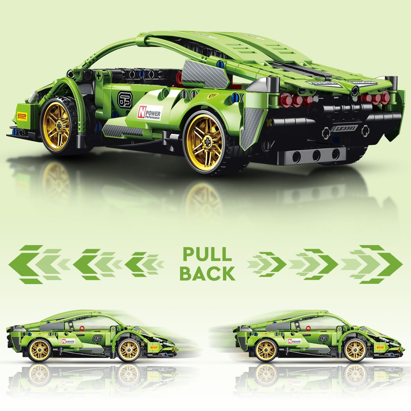IBLOTIME Technic-Style Sports Cars Building Sets Easter 586 PCS Speed Champions Lambo-Inspired Supercar Pull-Back Race Car Kit Creative Build Display