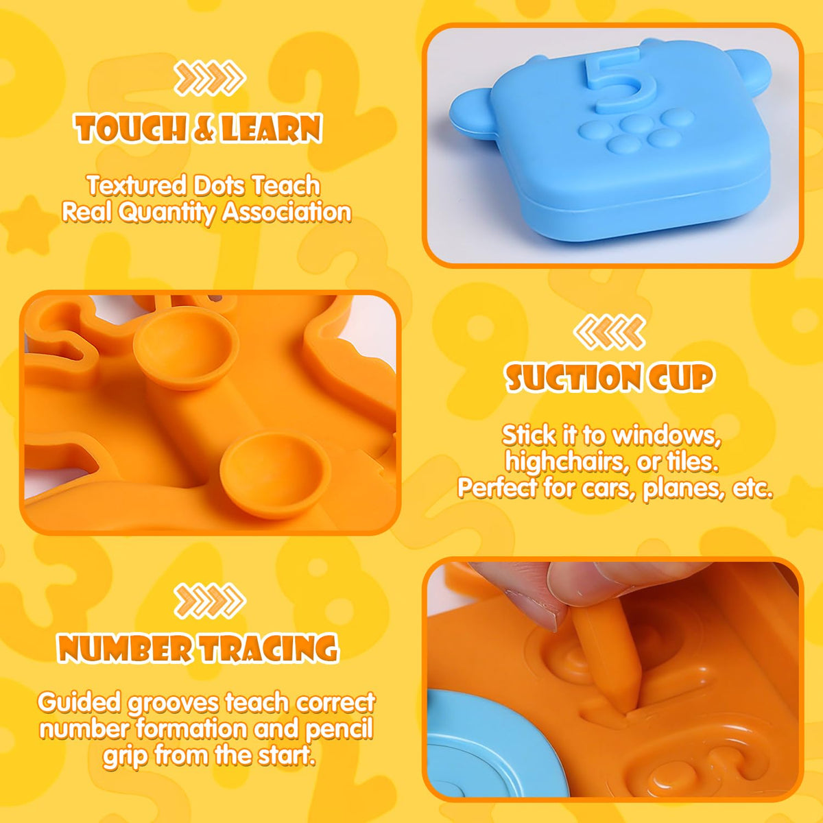 LOMAGTI Preschool Learning Math Toy for Toddlers, Silicone Counting Board with Number Tracing | Montessori Educational Math Manipulatives Number