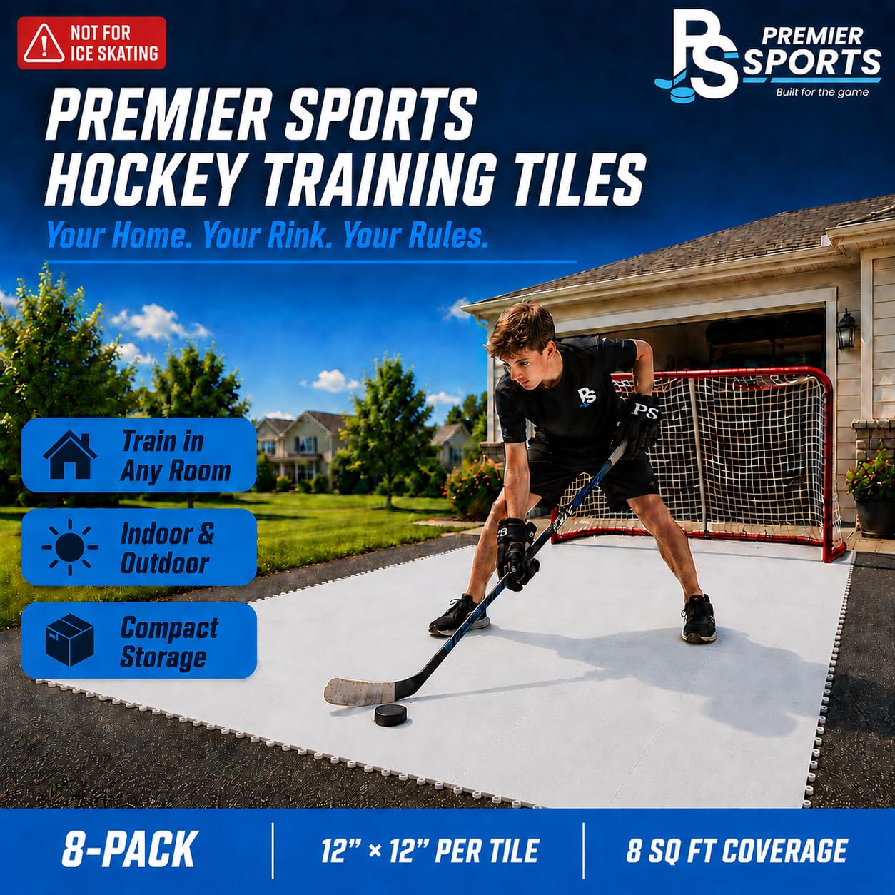 Hockey Flooring Tiles for Training 12 x 12“, Training Equipment, 8 Pack