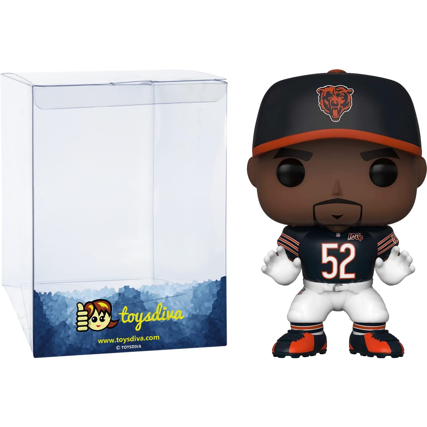 Funko K h a l i l M a c k [B e a r s ]: P o p ! Football Vinyl Figurine Bundle with 1 Compatible 'ToysDiva' Graphic Protector (126-42872 - B)