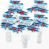 Big Dot of Happiness Taking Flight - Airplane - Vintage Plane Baby Shower, Birthday Party Centerpiece Sticks - Table Toppers - Set of 15