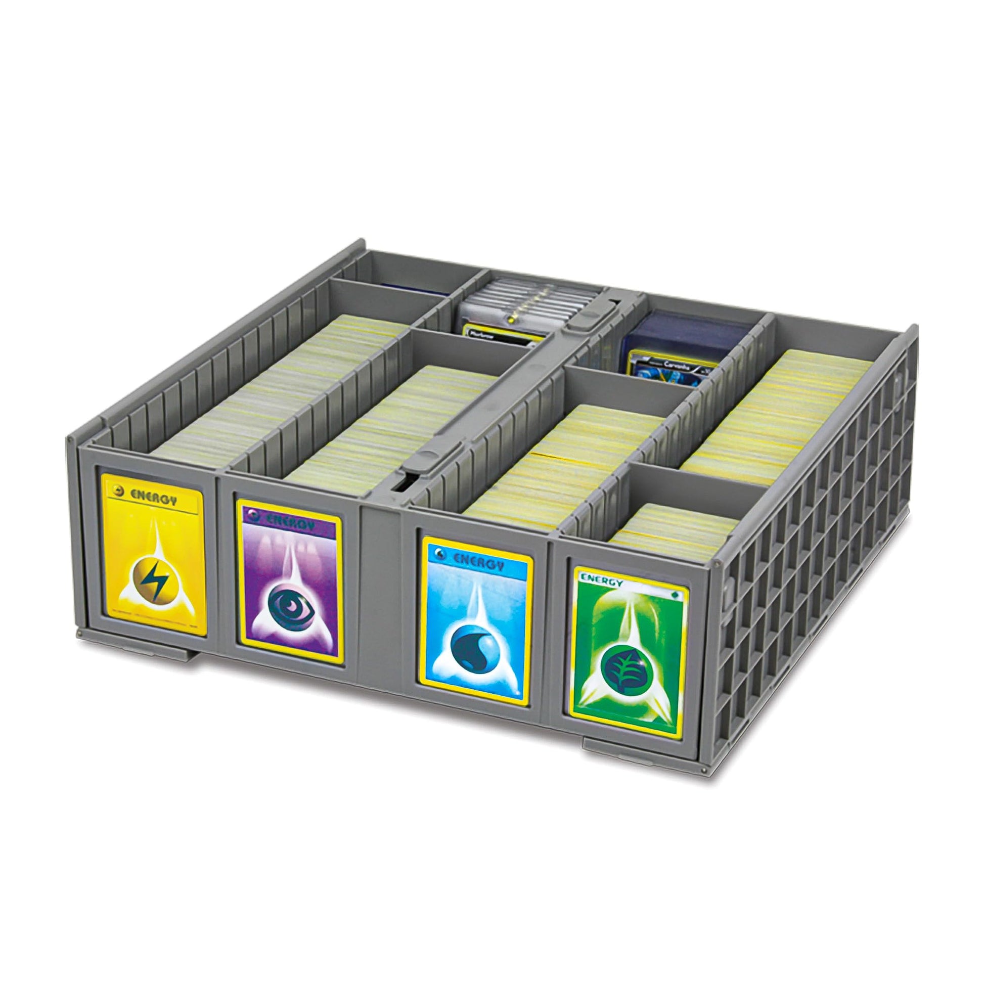 BCW Collectible Card Bin - Single Gray | Storage Box for Trading Cards | Holds 3200 Cards | Includes 4 Card Storage Partitions | Loose Trading Card