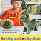 HCdoujoy Green Dinosaur Toys for Girls Walking Nodding, Roaring, Repeating What You Say, Touch & Button Control Eyes Turn Red Realistic Pet, Toy Gift